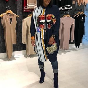 New long shirt/dress sparkling lip size One size